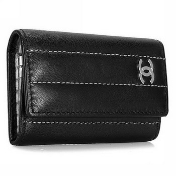 High Quality Chanel Black Leather Wallet CC 30041